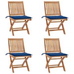 vidaXL Chaises pliables de jardin avec coussins lot de 4 Teck solide