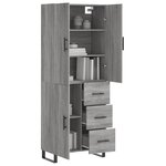 vidaXL Buffet haut Sonoma gris 69 5x34x180 cm Bois d'ingénierie
