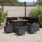 Canapé de Jardin vidaXL 9 Pièces avec Coussins Rotin Noir Acacia