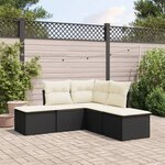 vidaXL Salon de jardin 5 Pièces avec coussins noir résine tressée