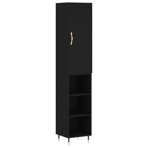 vidaXL Buffet haut Noir 34 5x34x180 cm Bois d'ingénierie