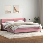 vidaXL Sommier à lattes de lit avec matelas rose 180x210 cm velours