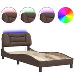vidaXL Cadre de lit avec LED sans matelas Hvar marron 80x200 cm