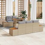 vidaXL Ensemble de jardin 6 pièces avec coussins beige en poly rotin et acacia