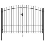 vidaXL Portillon double porte avec dessus à pointe Acier 3x2 m Noir