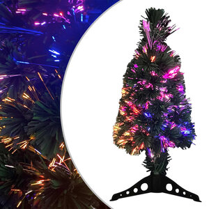 vidaXL Arbre de Noël artificiel mince et support et LED 64 cm fibre optique