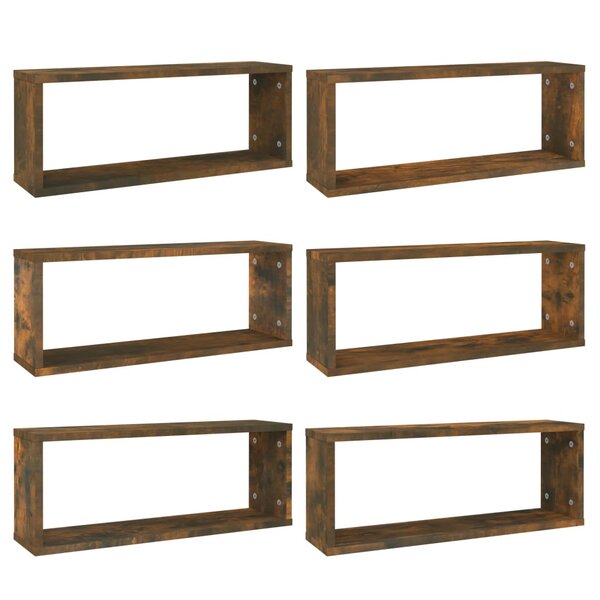 vidaXL Étagères murales cube 6 Pièces Chêne fumé 60x15x23 cm Bois