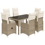 vidaXL Ensemble de bistro de jardin 7 Pièces coussins marron poly rotin