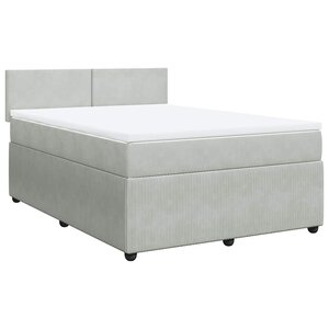 vidaXL Sommier à lattes de lit et matelas Gris clair 140x200cm Velours