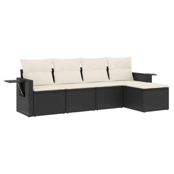 vidaXL Salon de jardin 5 Pièces avec coussins noir résine tressée