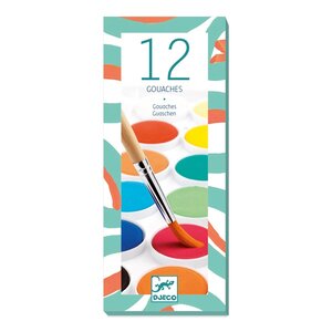 Djeco DJ08803 - 12 Pastilles Gouaches Classiques