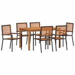 vidaXL Ensemble de salle à manger pour jardin 7 Pièces Noir
