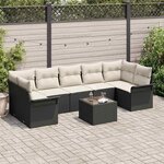 vidaXL Ensemble de canapé de jardin 8 Pièces Noir  Crème 55 x 55 x 37 cm