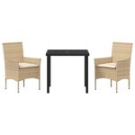 vidaXL Ensemble de salle à manger pour jardin 3 Pièces Beige polyrotin