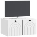 vidaXL Meuble TV mural Montage mural Blanc brillant 59 5 x 41 x 30 cm