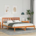 vidaXL Cadre de lit Marron cire 120 x 190 cm Bois massif en pin