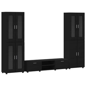 vidaXL Ensemble meuble TV avec tiroir FLORIN Noir Bois d'ingénierie