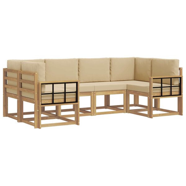 vidaXL Ensemble de canapés d'extérieur 6 pc Blanc et Beige