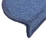 vidaXL Tapis d'escalier 15 pièces 56 x 17 x 3 cm Bleu Demi-rond