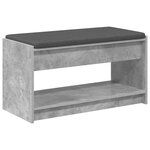 vidaXL Banc d'entrée avec coussin Gris Béton 83 x 38 x 45 cm