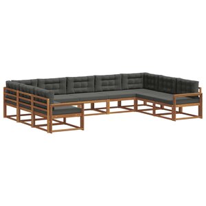 vidaXL Ensemble de canapés d'extérieur 9 Pièces Naturel et Anthracite