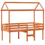 vidaXL Lit haut avec toit cire marron 90x190 cm bois de pin massif
