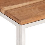 vidaXL Table basse argenté acier inoxydable et bois massif d'acacia
