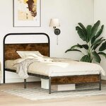 vidaXL Cadre de lit sans matelas 100x200 cm chêne fumé bois ingénierie