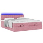 vidaXL Cadre de lit ottoman avec matelas rose 160x200 cm velours