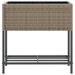 vidaXL Jardinières avec étagère 2 Pièces gris 70x28x70 cm résine tressée