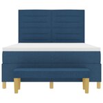 vidaXL Lit Box Spring avec Matelas & Banc Bleu 140x200 cm Tissu