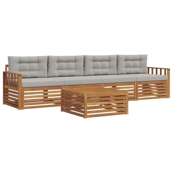 vidaXL Ensemble de canapés d'extérieur 5 pc Gris Naturel et Clair