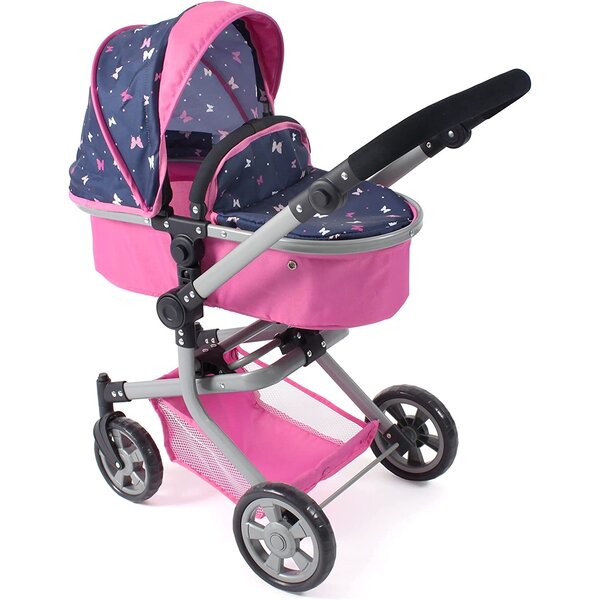 Bayer Chic 2000 595-33 - Poussette de poupée combinée 2 en 1 MIKA bleu et rose Papillon