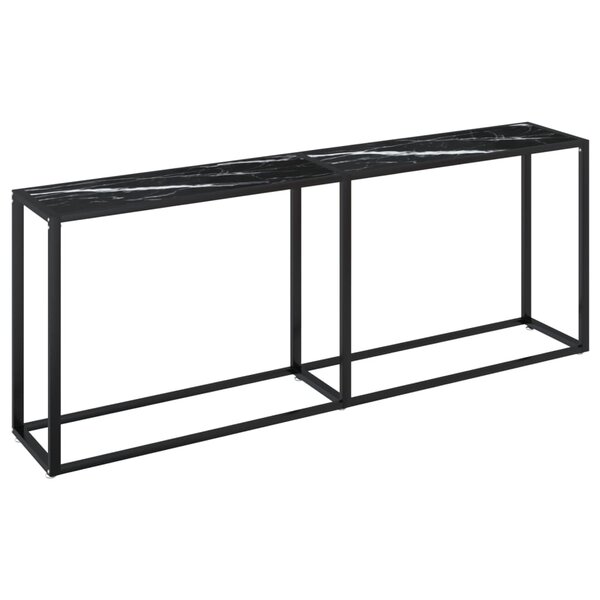 vidaXL Table console Marbre noir 200x35x75 5 cm Verre trempé