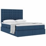 vidaXL Lit avec rangement et matelas Bleu 140 x 200 cm tissu