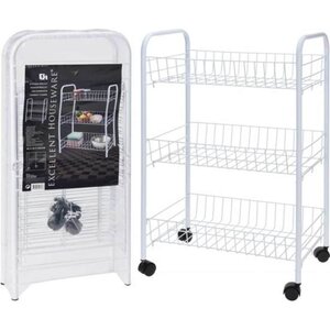 Excellent houseware chariot de cuisine avec 3 paniers blanc