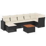 vidaXL Salon de jardin 8 Pièces avec coussins noir résine tressée