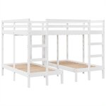 vidaXL Lit superposé triple blanc 160x200/80x160 cm bois de pin massif