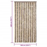 vidaXL Rideau anti-mouches marron foncé et beige 100x200 cm chenille