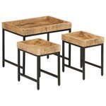 vidaXL Tables basses gigognes 3Pièces bois de manguier massif brut et fer