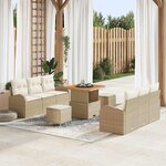 vidaXL Ensemble de canapé de jardin 9 Pièces Beige Poly rotin