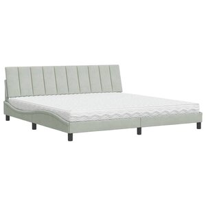 vidaXL Lit avec matelas Hanko gris clair 200x200 cm velours