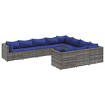 vidaXL Salon de jardin avec coussins 10 Pièces gris résine tressée