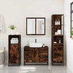 vidaXL Ensemble de meubles de salle de bain 3 Pièces Chêne fumé