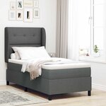 vidaXL Lit avec matelas à ressorts   gris foncé  80 x 200 cm en tissu.