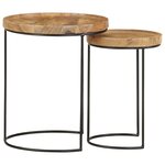 vidaXL Ensemble de table basse 2 Pièces bois de manguier massif et acier