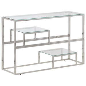 vidaXL Table console argenté acier inoxydable et verre trempé