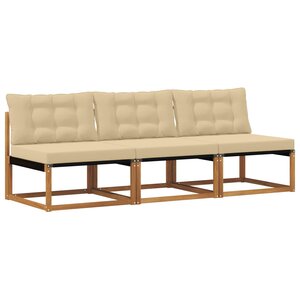 vidaXL 3 Pièce Sofa de milieu extérieur Bois d'Acacia Massif Naturel