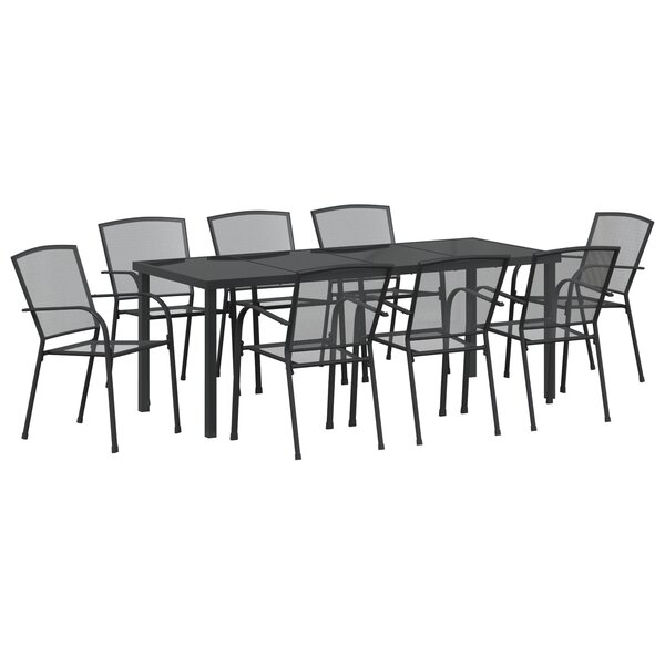 vidaXL Set de jardin et salle à manger 9 pièces Anthracite Acier