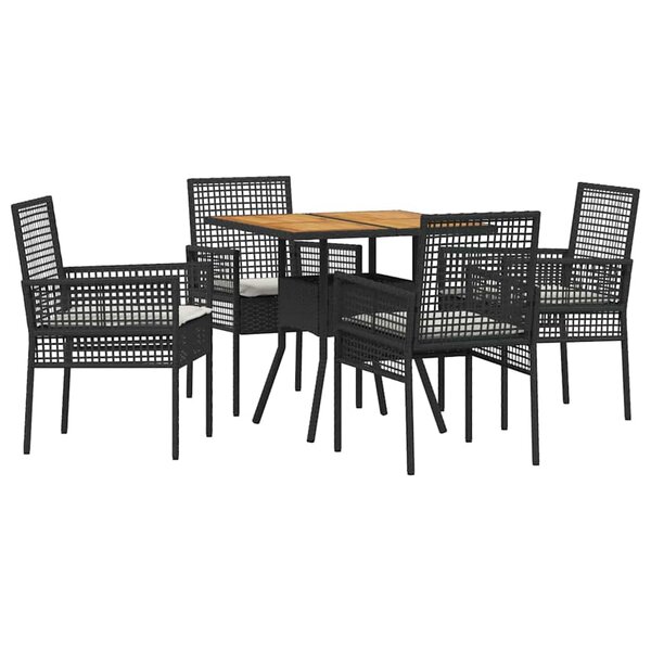 vidaXL Ensemble de salle à manger pour jardin 5 Pièces Noir Poly rotin
